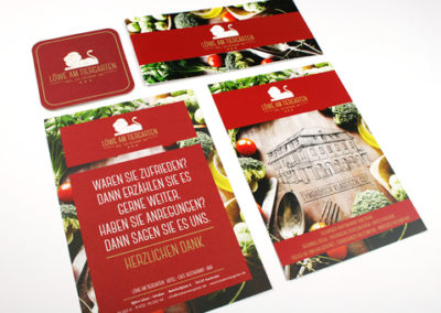 Flyer, Broschüre und Bierdeckel Gestaltung für Gastronomie