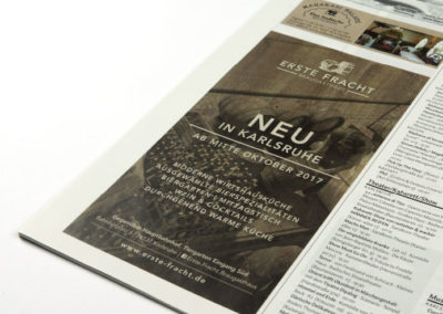 Design für Werbung in Magazin bei Neueröffnung