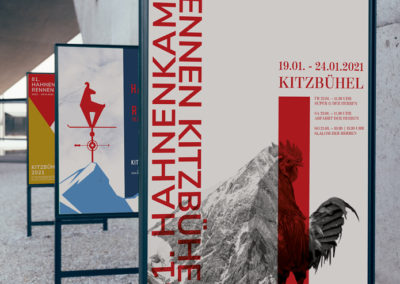 Reihe von professionellen Plakatentwürfen für Rennen in Kitzbühel